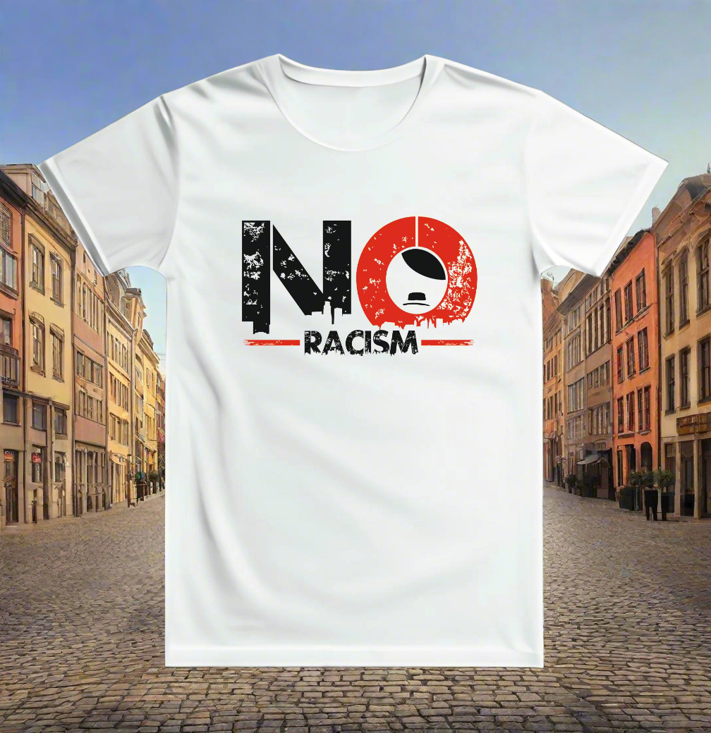 T-Shirt "NO RACISM" bedruckt mittels hochwertigem Siebdruck