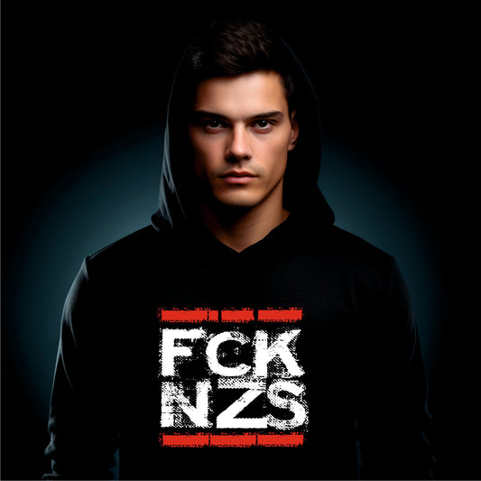 Hoodie "FCK NZS" bedruckt mittels hochwertigem Siebdruck