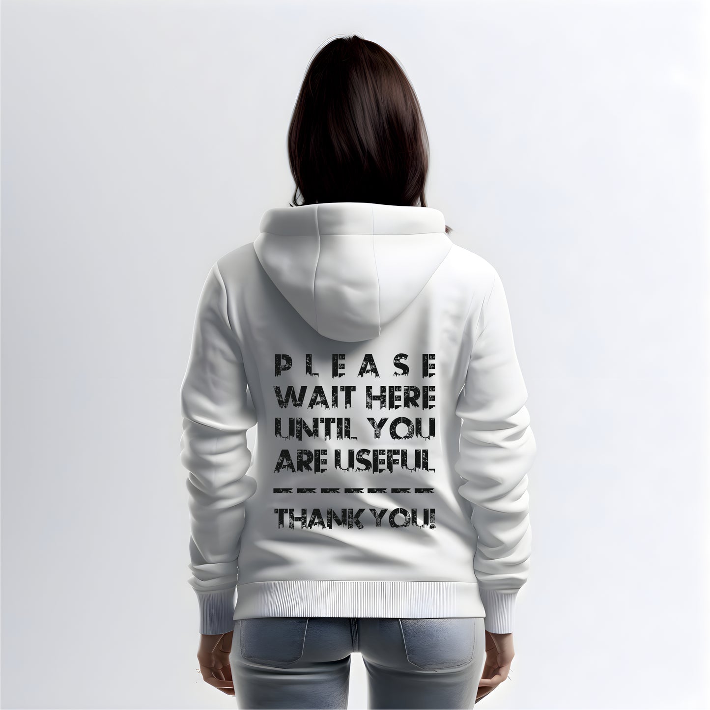 Hoodie "Wait here..." bedruckt mittels hochwertigem Siebdruck